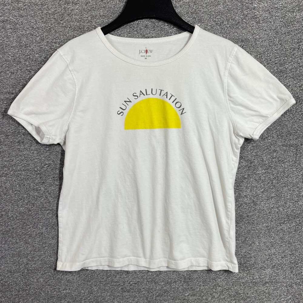 J. Crew Sun Salutation Graphic T-Shirt White Made in USA Womens Medium